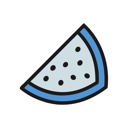 Blue Watermelon Slice Illustration on Black Backgroundのイラスト素材
