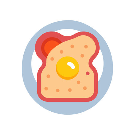 Cartoon toast with egg on plate illustrationのイラスト素材