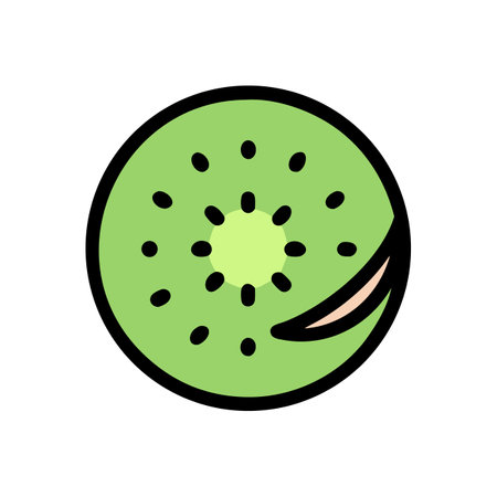Kiwi fruit slice illustration on black backgroundのイラスト素材