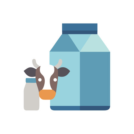 Stylized Milk Products with Cow on Black Backgroundのイラスト素材