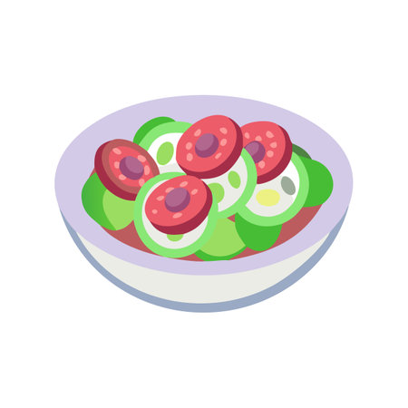 Simple and healthy sliced vegetables salad illustration vectorのイラスト素材