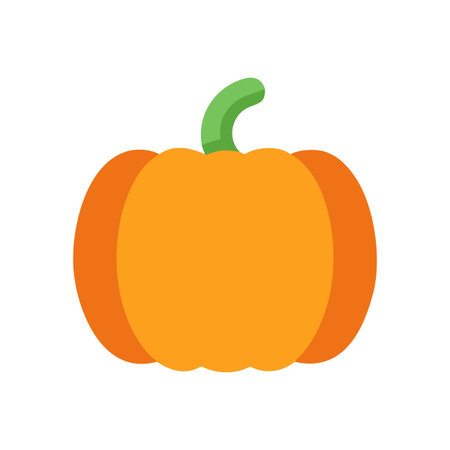 Minimalist orange pumpkin illustration with green stem on blackのイラスト素材
