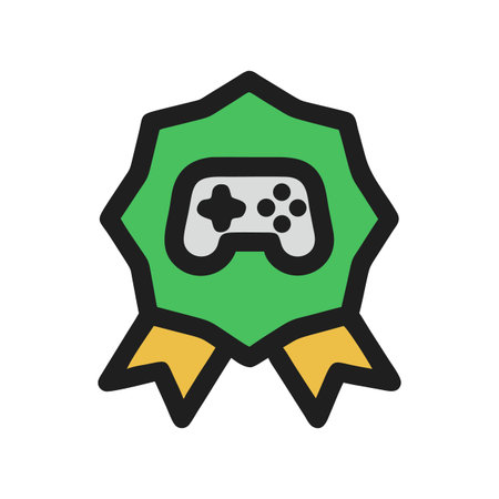 Green and Gold Gamepad Badge: Awarding Gaming Excellence