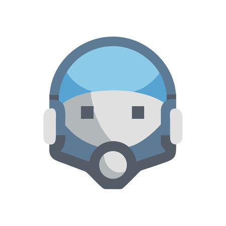 Futuristic Astronaut Helmet Icon on Black Backgroundのイラスト素材