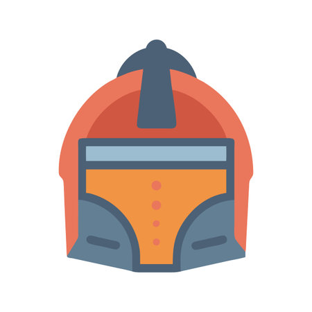 Orange and Blue Knight Helmet Pixel Art Illustrationのイラスト素材