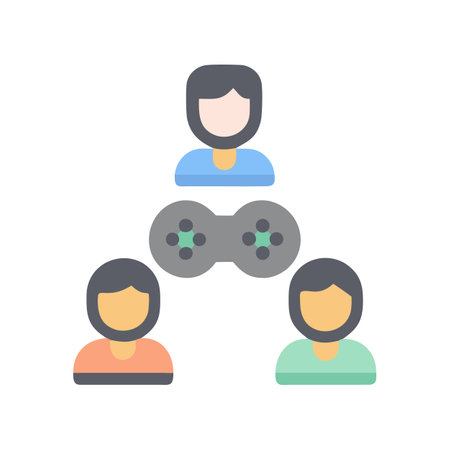 Online Multiplayer Gaming Community with Controller Iconのイラスト素材
