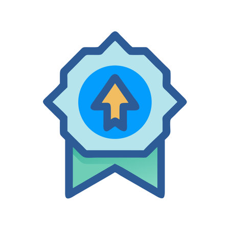 Achievement Badge Icon with Arrow Upward, Success Symbolのイラスト素材