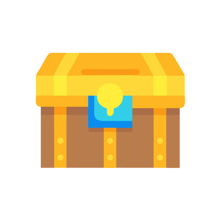 Cartoon Golden Treasure Chest Illustration Isolated On Blackのイラスト素材
