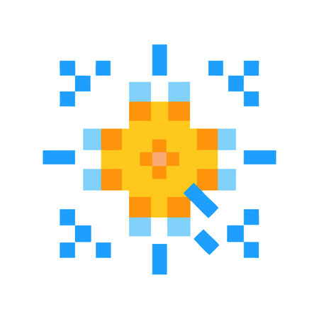 8-bit Pixel Art Sun or Star with Flare