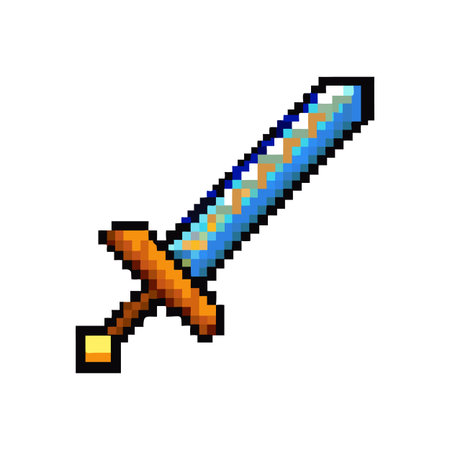 Pixel art frost sword weapon for fantasy gamesのイラスト素材
