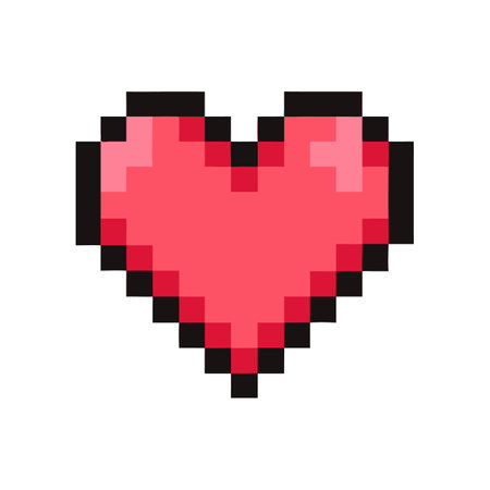 Pixel Art Red Heart on Black Background Isolatedのイラスト素材