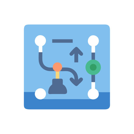 Strategic planning icon featuring arrows on blue backgroundのイラスト素材