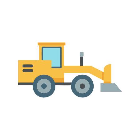 Yellow Road Grader Illustration on Black Background