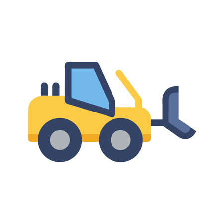 Yellow Bulldozer Vector Illustration on a Black Background