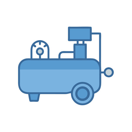 Air compressor illustration, pneumatic equipment, industry tool vector graphicのイラスト素材