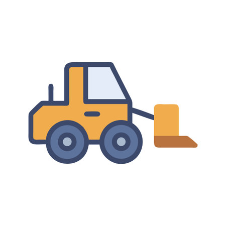 Cute Cartoon Skid Steer Loader Illustration on Black