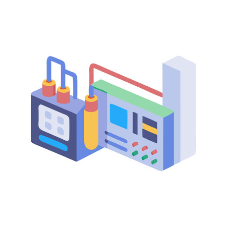 Isometric factory equipment, manufacturing technology, industrial automation conceptのイラスト素材