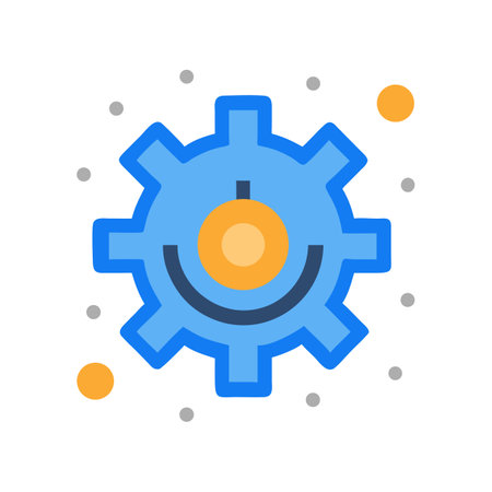 Vector Gear with Celestial Elements on Black Backgroundのイラスト素材