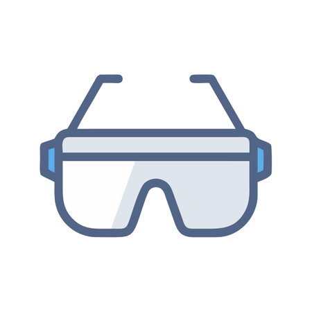 Stylish safety glasses vector icon on black backgroundのイラスト素材