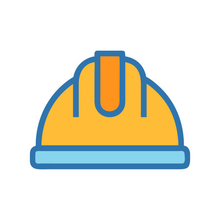 Modern Cartoon Yellow Hard Hat on a Black Backgroundのイラスト素材