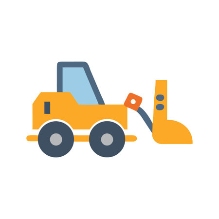 Cartoon Skid Steer Loader Isolated on Black Background