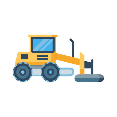 Isolated vector illustration of a yellow construction graderのイラスト素材
