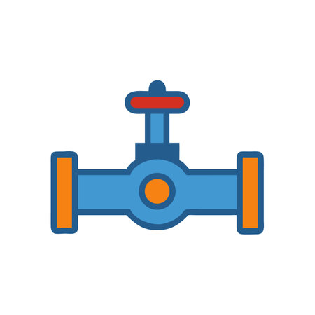 Blue Water Valve, Plumbing, Flow Control, Vector Illustrationのイラスト素材