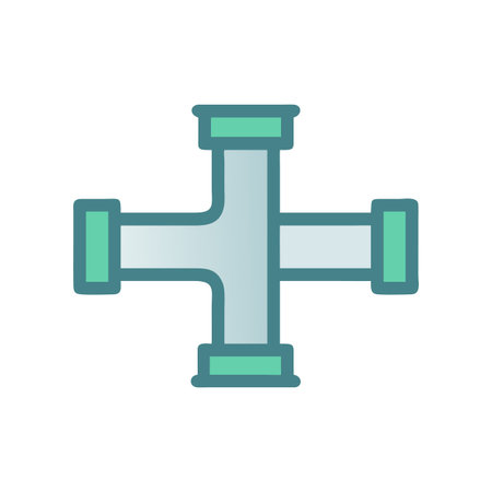 Teal Cross Pipe Fitting on a Black Background