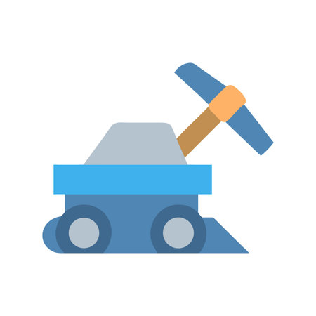 Cartoon Mining Machine Illustration on a Black Backgroundのイラスト素材