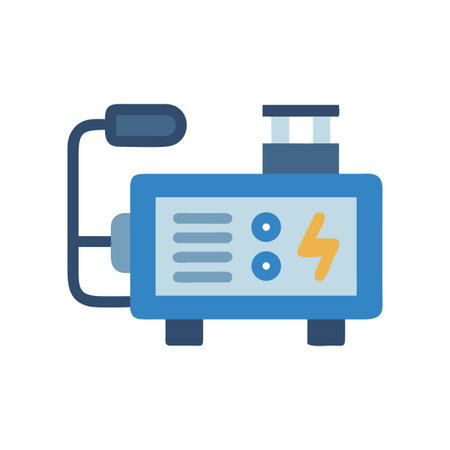 Blue and Yellow Portable Generator Cartoon Illustration