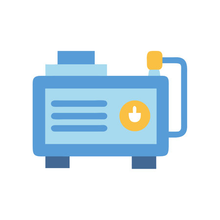 Blue portable generator icon on a black backgroundのイラスト素材