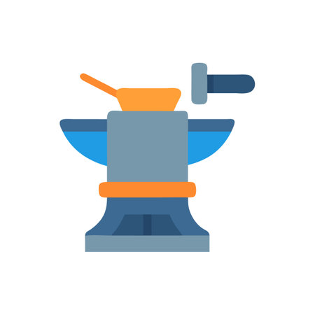 Anvil and Hammer Icon - Smithy Tool Illustrationのイラスト素材