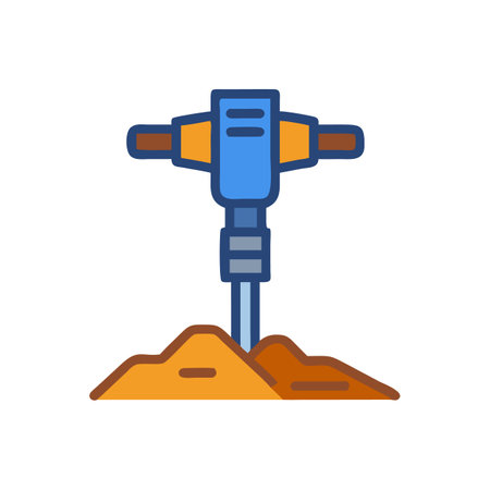 Jackhammer drilling ground for construction and repair workのイラスト素材