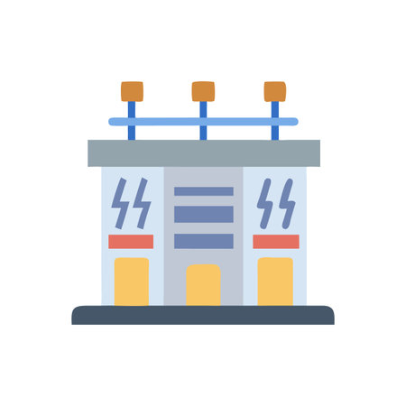 Modern electrical substation flat icon vector illustrationのイラスト素材