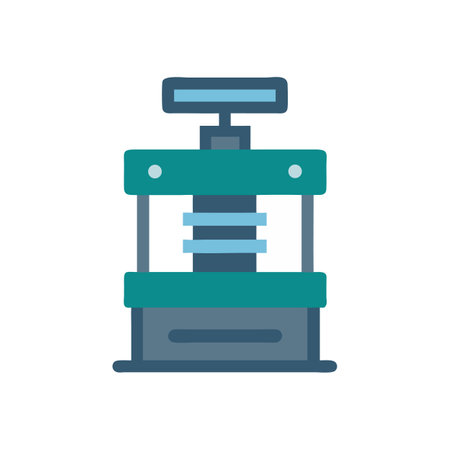 Illustration of a hydraulic press in blue and tealのイラスト素材