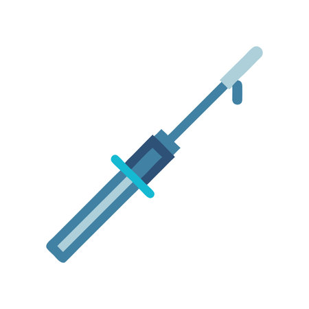 Blue medical syringe injection icon on black backgroundのイラスト素材