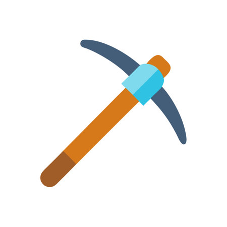 Flat Cartoon Pickaxe Icon Mining Tool Illustration isolatedのイラスト素材