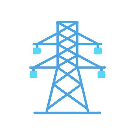 Blue power line pylon isolated on a black backgroundのイラスト素材