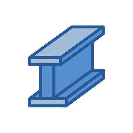 Blue Steel I-Beam on Black Background, Constructionのイラスト素材