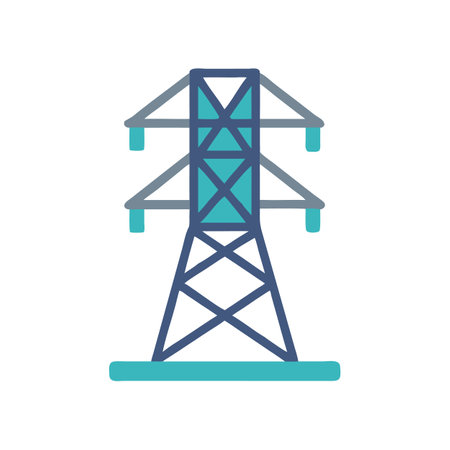 Stylized High Voltage Power Transmission Tower Illustrationのイラスト素材