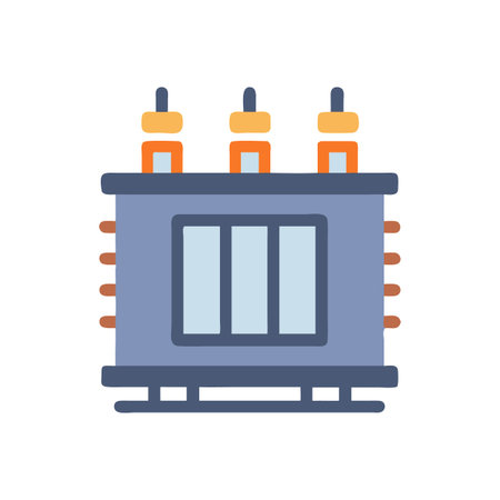 Stylized power transformer vector icon on black background