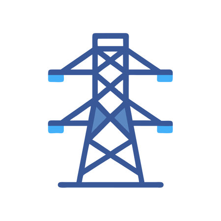 Blue power transmission tower on a black backgroundのイラスト素材