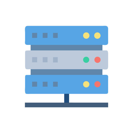 Illustration of a stylized server rack on black background