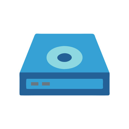 Isolated Blue External Hard Drive on Black Background Image