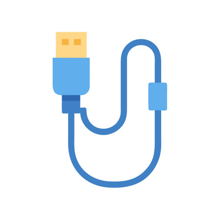 Stylized Illustration of a Blue USB Cable on Blackのイラスト素材