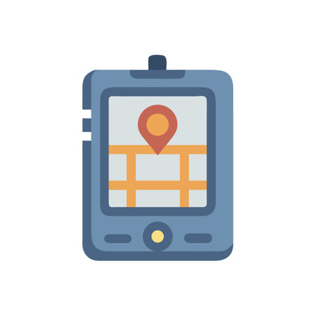 Digital GPS Navigation System with Map and Pin Iconのイラスト素材