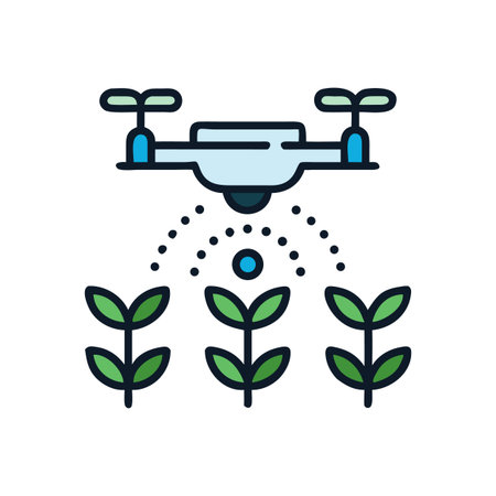 Smart Agriculture: Drone spraying plants on the farmのイラスト素材
