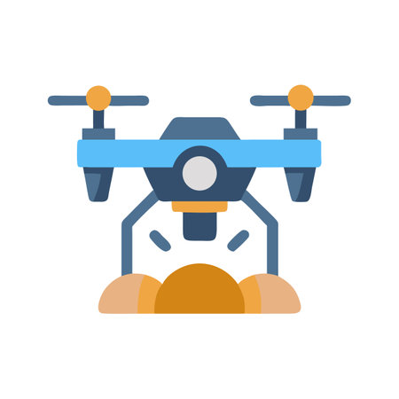 Modern blue drone icon on a black backgroundのイラスト素材