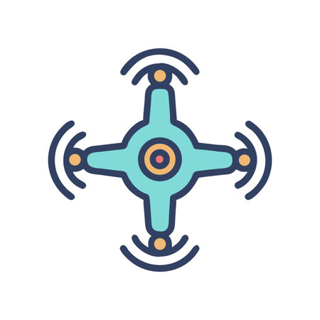 Stylish Flat Vector Drone Icon on Black Background