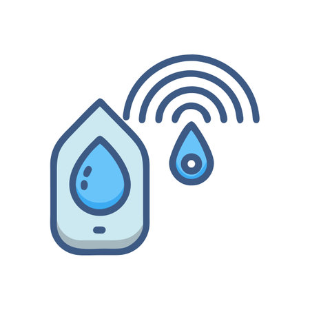 Smart water sensor with wireless connectivity icon designのイラスト素材